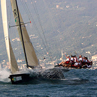 racing on sailboat